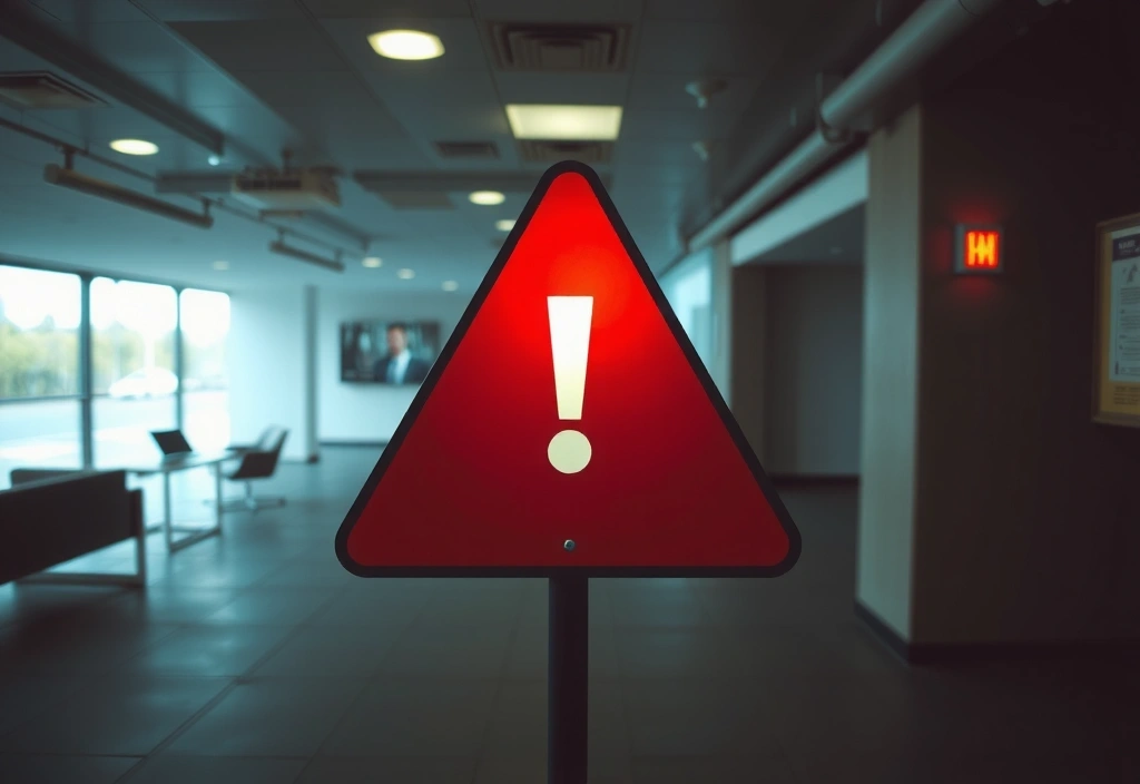 A red warning sign with an exclamation mark, symbolizing termination of service or account.